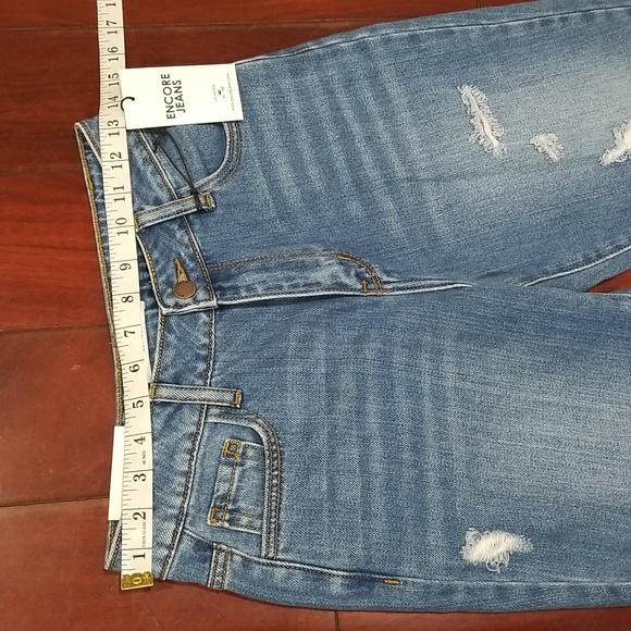 Encore Junior Jeans High Rise Destroyed Boyfriend Fit Size 1 Blue - Picture 8 of 12